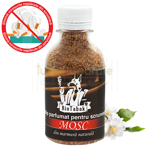 Recipient cu 200g de nisip pentru scrumiera parfumat cu aroma de floare de mosc RioTabak Mosc